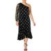 Lauren Ralph Lauren Womens Roshawna Polka Dot One Shoulder Midi Dress