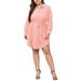 UKAP Women Tie Waist Button Front Shirt Dress Solid Color Long Sleeve V Neck Mini Dresses Plus Size Loose Long Shirts