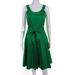 Pre-ownedCalvin Klein Womens Sleeveless A Line Tie Waist Dress Bright Green Size 2