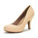 DREAM PAIRS Women's Low Heel Pump Shoes Toe Formal Elegant Slip On Pump Shoes ARPEL NUDE/NUBUCK Size 10