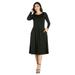 24/7 Comfort Apparel Women's Long Sleeve Fit and Flare Midi Dress