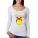 Wild Bobby, Tennis Mom Cute Bow Ribbon Tennis Ball, Mother's Day, Women Scoop Long Sleeve Top, Heather White, Large