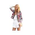 Women Jacket Female Long Sleeve Coat Floral Printed Casual Jacket Ladies Patch Jacket