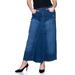Women's Plus Size Mid Rise A-Line Long Jeans Maxi Denim Embroidered Skirt