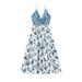 ZIYIXIN Summer Family Dress, Blue Floral Print Braces Skirt, Sundress, Short-Sleeves Shirt Parent-Child Suit for Father, Mother, Kids, Infant