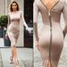 New Women's Plus Size Dress Slim Fit Dress Zipper Long Dress Sexy Dress Bodycon Dresses Backless Solid Color Dress