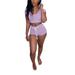 Emmababy Women Sports 2-piece Outfit Set Short Sleeve Tops+Shorts Set