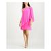 SLNY Womens Pink One Shoulder Tiered Kimono Sleeve Asymmetrical Neckline Above The Knee Shift Party Dress Size 6