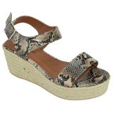 Soda Luthor Womens Casual Espadrilles Trim Rubber Sole Flatform Studded Wedge (6, Natural Python-luthor)