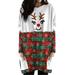 Christmas Xmas Party Dress for Women Santa Claus Print Dress Loose Tunic for Ladies Color Stitching Festival Santa Party Dresses Women Mini Dresses