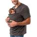 Baby Carrier Womens Mens Kangaroo Pocket Shirt Maternity Pregnant T-shirt Tops