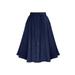 SUPERHOMUSE Women's All-match A-line High Waist Mid-length Casual Denim Skirt With Elastic Waist Knee Length