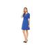 Brand - Lark & Ro Women's Half Sleeve Twist Front A-Line Ponte Dress, Cobalt, 8