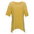 Denim & Co. Women's Top Sz L V-neck Trapeze Hem Yellow A254299