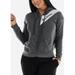 Womens Juniors Long Sleeve Stretchy Hoodie - Cozy Charcoal Sweater - Zip Up Hooded Sweater 10026N