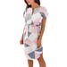 UKAP Summer Beach Dress for Ladies Casual V-neck Sundress Summer Floral Tunic Shirt Dress Summer Midi Dress