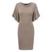 MBJ WDR1256 Womens Cowl Neck Short Flutter Sleeve Dress XL TAUPE