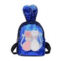 Chinatera Sequins Backpack Lovely Rabbit Ear Students Cartoon Cute Knapsack (Blue)