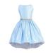 Sweet Kids Girls Light Blue Shiny Satin Hi-Low Special Occasion Dress