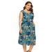 STYLEWORD Women's Plus Size Sleeveless Floral Dress Summer Round Neck Casual Beach Dress With Pocket