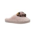 kensie Girls' Big Kid Slip On Plush Fluffy Faux Fur House Slippers with Leopard Pom Pom Heart, Cute Warm Comfortable Shoes for Home Pink Size 11/12