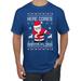 Here Comes Santa Floss Funny Dance Moves Ugly Christmas Sweater Men's Graphic T-Shirt, Royal, 5XL