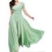 Cocktail Prom Swing Dress for Womens Wrap V Neck Short Sleeve Long Maxi Dress Summer Evening Party Bridesmaid Dress