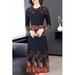 Women Flower Print Long Sleeve Elegant Autumn Dress