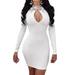 Urobanpeeg Women Long Sleeve Bodycon Cocktail Evening Party Pencil Mini Dress