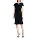 RALPH LAUREN Womens Black Jersey Sanya Short Sleeve Keyhole Knee Length Cocktail Dress Size: 4