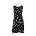 Adrianna Papell Crew Neck Sleeveless Sleeveless Gathered Side A-Line Zipper Back Polkadot Print Crepe Dress-BLACK IVORY