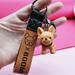 Balems Fashion Punk French Bulldog Keychain PU Leather Dog Keychains for Women Bag Pendant Jewelry Trinket Men's Car Key Ring Key Chain