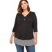 Catherines Women's Plus Size Comfysoft Dusk Button Duet Top