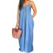 Lookwoild Plus Size Boho Backelss Summer Long Denim Maxi Dress Women Jean Sleeveless Casual Dresses