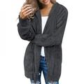 EleaEleanor New Autumn Winter Female Jacket Causal Soft Hooded Coat with Pocket Fleece Plush Warm Faux Fur Fluffy Women Jacket Plus Size