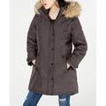 Madden Girl Juniors Women's Faux Fur Trim Hooded Parka Jacket, Gray XS - NEW