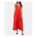 BARDOT Womens Red Spaghetti Strap V Neck Maxi Pleated Evening Dress Size S