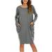 Womens Long Sleeve Mini Dress Plus Size Ladies Pockets Casual Baggy Tunic Tops