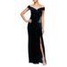 ALEX EVENINGS Womens Navy Short Sleeve Off Shoulder Maxi Sheath Evening Dress Size 14