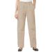 Woman Within Women's Plus Size Petite Elastic-Waist Cotton Straight Leg Pant