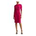 RALPH LAUREN Womens Pink 3/4 Sleeve Jewel Neck Knee Length Sheath Cocktail Dress Size 14