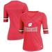 Women's Russell Athletic Heathered Red Wisconsin Badgers Half-Sleeve V-Neck Tunic