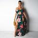 Tomshoo Women Boho Long Dress Off Shoulder Floral Leaves Print High Split Cutout Summer Beach Holiday Maxi Dress