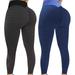 Canis 2Pcs/Pack Women High Waist Yoga Pants Running Workout Leggings, up to 3XL