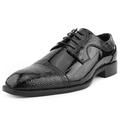 Bolano Mens Crocodile Dallas Lace-Up Oxford Dress Shoe Black Size 13