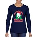 We Gonna Party Like its my Birthday Ugly Christmas Sweater Womens Graphic Long Sleeve T-Shirt, Navy, Small
