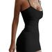 Sexy Dance Women Solid Color Sexy Mini Dress Sleeveless Strappy Party Club Tank Top Dress Black 3XL=US 16