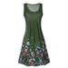 UKAP Summer Women Smock Vest Dress Ladies Holiday Beach Casual Loose Shirt Tank Top Sundress Ladies Summer Sleeveless Loose Floral Midi Dress Plus Size