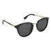 Inner Vision Round Horn Rimmed Retro Polarized Sunglasses, Mirror Lens, Scratch Resistant, 100% UV Protection With Case - Shiny Black Frame, Smoke Lens