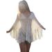 Tassel Beach Cover up Tops Women Beachwear Swimwear Batwing Sleeve Bikini Beach Wear Ladies Loose Summer Holiday Dress